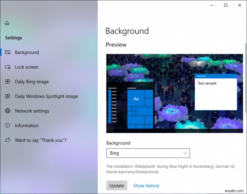 Windows 10에서 매일 바뀌는 빙(Bing) 이미지를 배경화면으로 자동 설정하는 방법