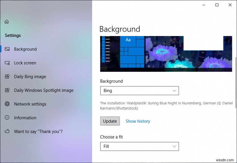 Windows 10에서 매일 바뀌는 빙(Bing) 이미지를 배경화면으로 자동 설정하는 방법
