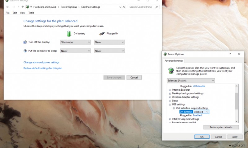 Windows 10에서 USB 선택적 일시 중단 설정 비활성화하는 방법