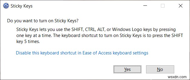 Windows 10에서 고정 키(Sticky Keys) 끄는 3가지 방법