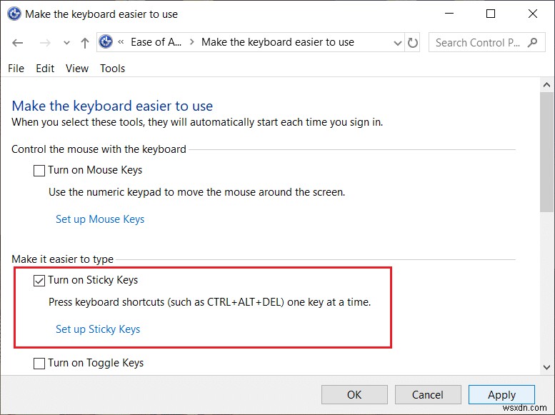Windows 10에서 고정 키(Sticky Keys) 끄는 3가지 방법