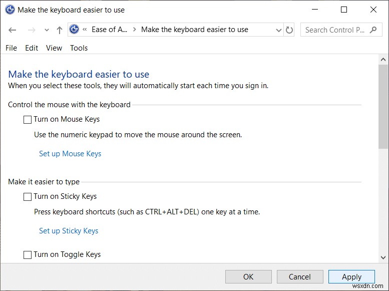Windows 10에서 고정 키(Sticky Keys) 끄는 3가지 방법
