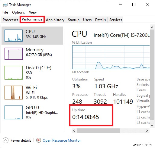 Windows 10 시스템 가동 시간(업타임) 확인하는 7가지 방법