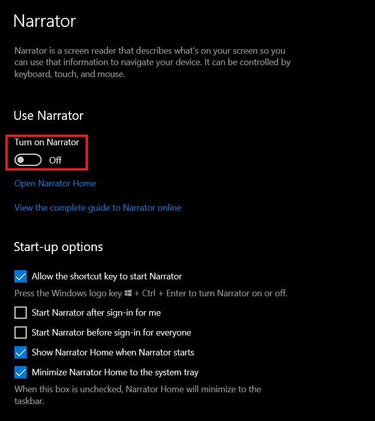 Windows 10에서 내레이터 음성 끄는 방법 (단축키·설정·영구 비활성화)