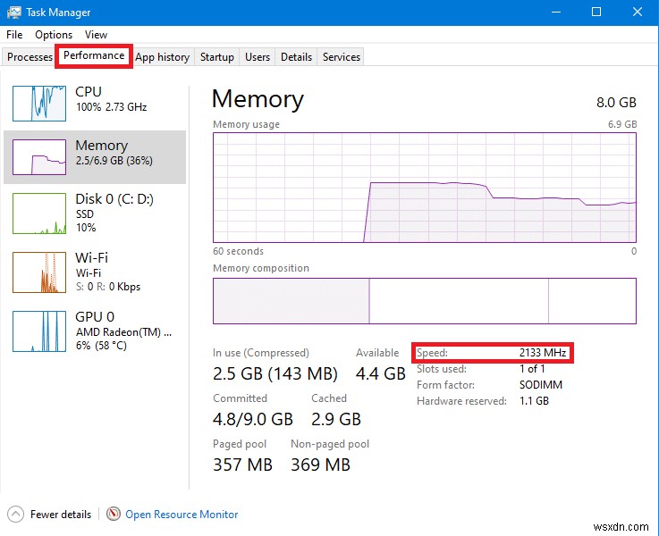 Windows 10에서 RAM 종류 확인하는 방법 4가지 (작업 관리자, 명령 프롬프트, PowerShell, CPU-Z)