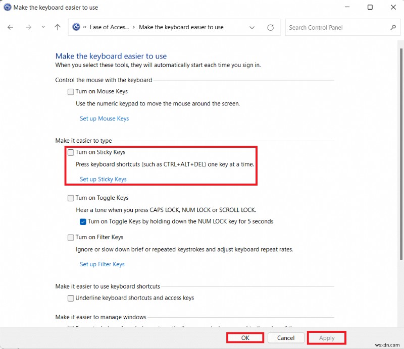 Windows 11에서 고정 키(Sticky Keys) 끄는 방법 총정리