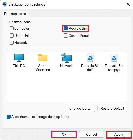 Windows 11에서 사라진 휴지통 아이콘 복원하는 방법