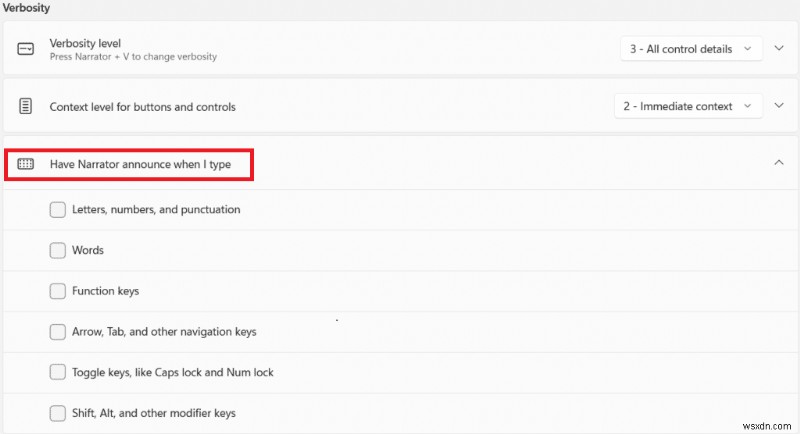 Windows 11에서 내레이터 Caps Lock 알림 켜고 끄는 방법