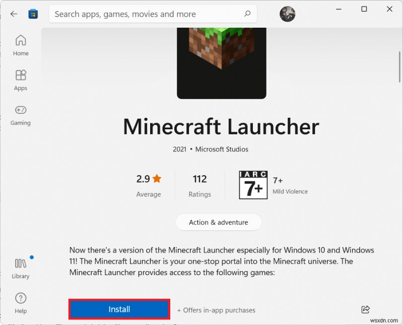 Windows 11에서 Minecraft(마인크래프트) 다운로드 및 설치하는 방법