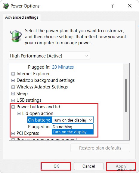 Windows 11에서 노트북 뚜껑 열기 동작 변경하는 방법