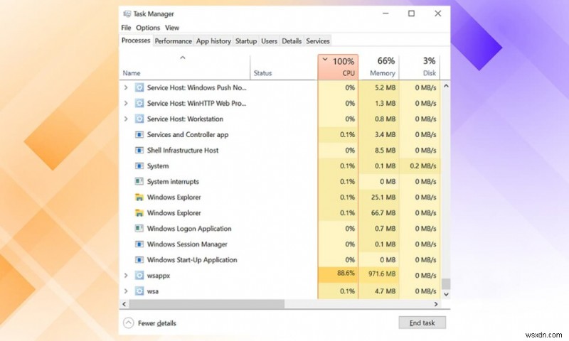 Windows 10에서 WSAPPX 디스크·CPU 사용량 급증 문제 해결 방법