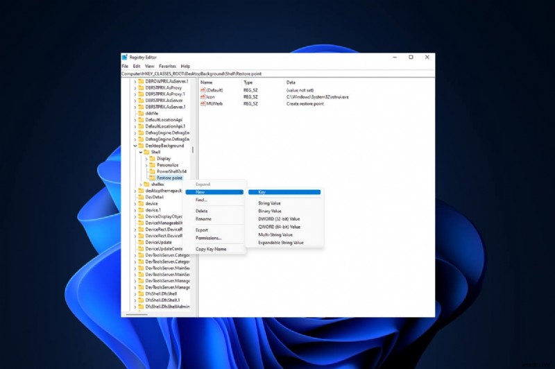 Windows 11 바탕화면 우클릭 메뉴에 복원 지점 만들기 추가하는 방법