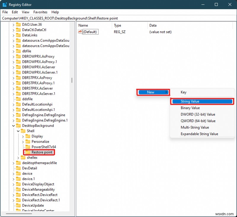Windows 11 바탕화면 우클릭 메뉴에 복원 지점 만들기 추가하는 방법