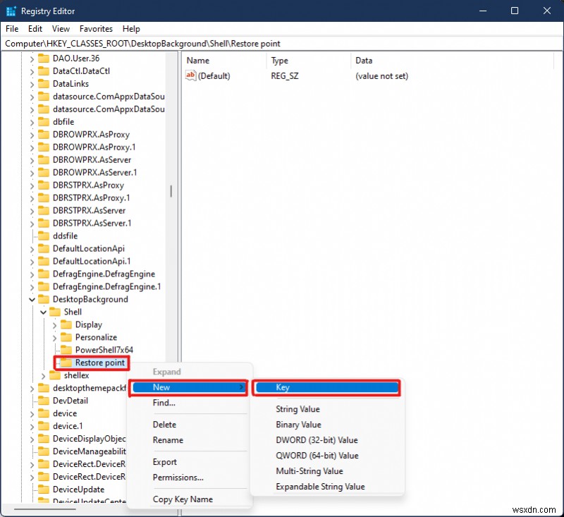 Windows 11 바탕화면 우클릭 메뉴에 복원 지점 만들기 추가하는 방법