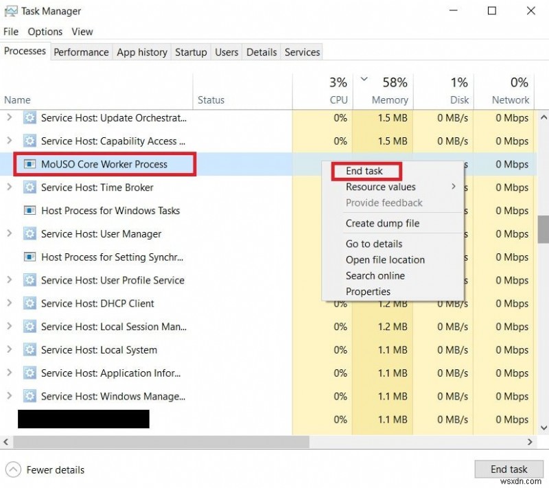 Windows 10에서 MoUSO Core Worker Process 오류 해결하는 14가지 방법