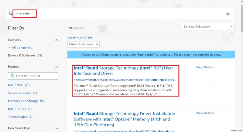 Windows 10에서 Intel RST 서비스가 실행되지 않는 문제 해결 방법