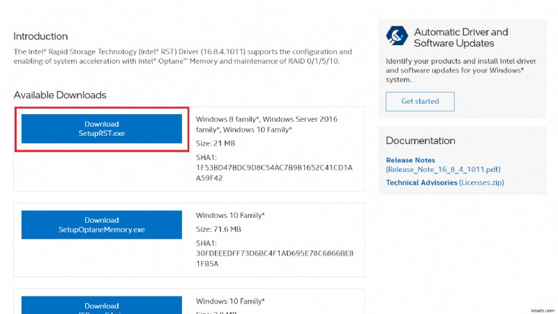 Windows 10에서 Intel RST 서비스가 실행되지 않는 문제 해결 방법