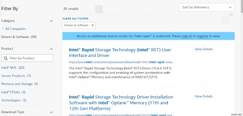 Windows 10에서 Intel RST 서비스가 실행되지 않는 문제 해결 방법
