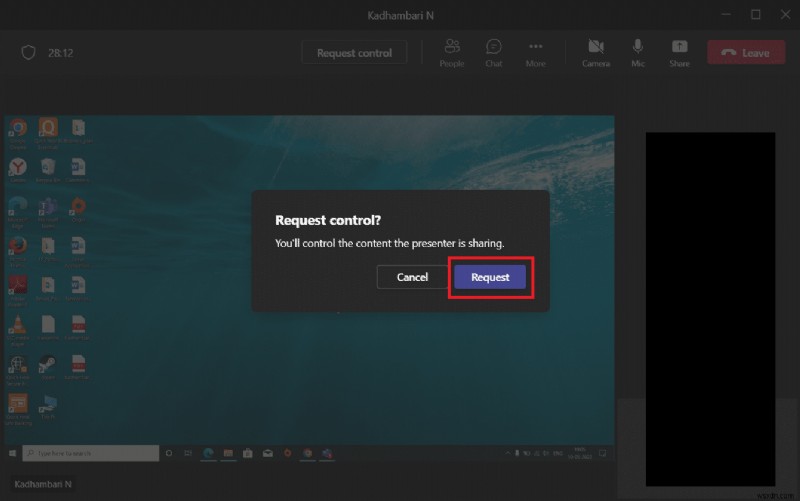 Microsoft Teams에서 화면 제어를 요청하고 공유하는 방법
