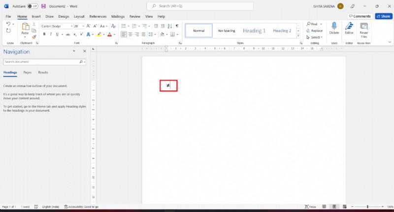 Windows 10에서  같지 않음(≠)  기호 입력하는 방법