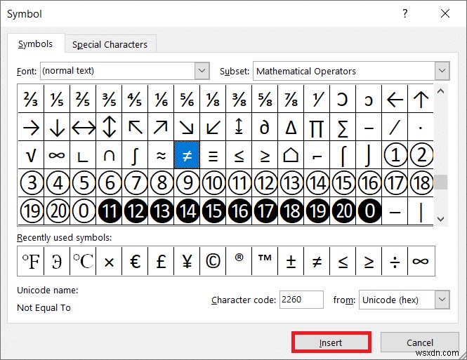 Windows 10에서  같지 않음(≠)  기호 입력하는 방법