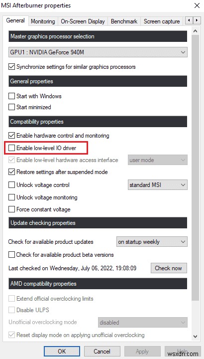Windows 10에서 MSI Afterburner가 작동하지 않을 때 해결하는 13가지 방법