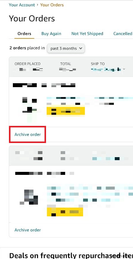 아마존 앱에서 주문 보관하는 방법, 주문 내역 깔끔하게 숨기기