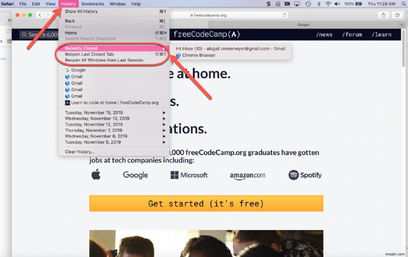 어제의 탭 되찾기 – Chrome, Safari, Firefox에서 닫힌 탭 다시 여는 방법