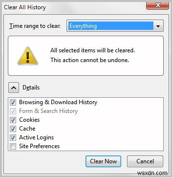 Windows 10에서 파이어폭스(Firefox) 쿠키 삭제하는 빠르고 쉬운 방법