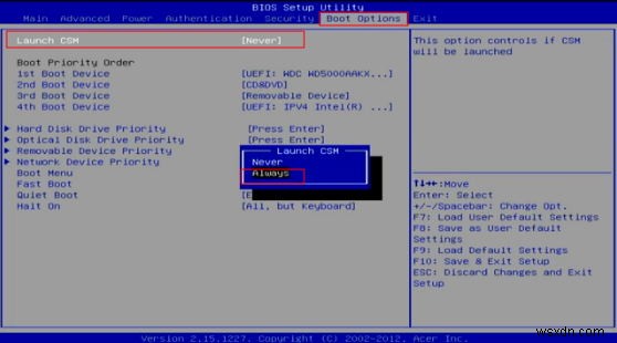 UEFI 기반 Acer 컴퓨터에서 Windows 8/8.1/10 로그인 암호 복구하는 방법