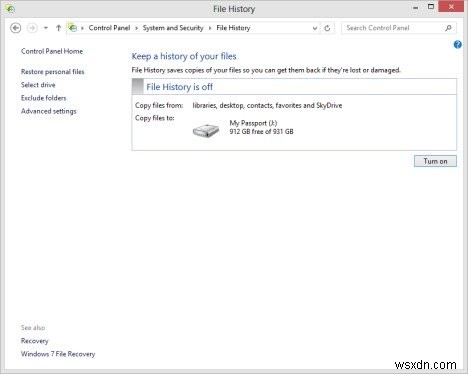 초보자 가이드: Windows 8.1/8에서  파일 기록 으로 백업하고 복원하는 방법