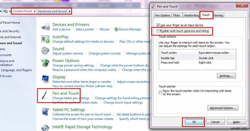 Windows 7에서 멀티 터치 켜고 끄는 3가지 쉬운 방법