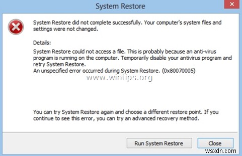 Windows 10 시스템 복원 오류 0x80070005 해결 방법 총정리