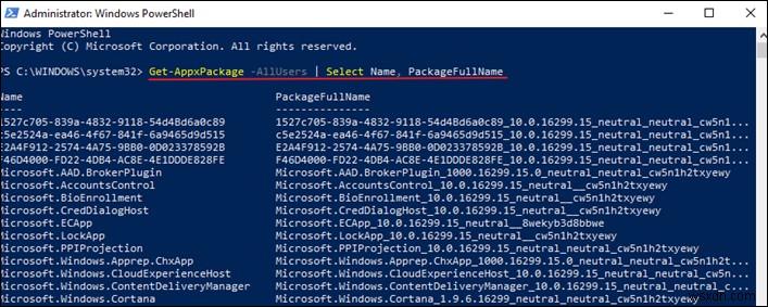 PowerShell로 Windows 10/8.1/8에 설치된 모든 앱과 패키지 확인하는 방법