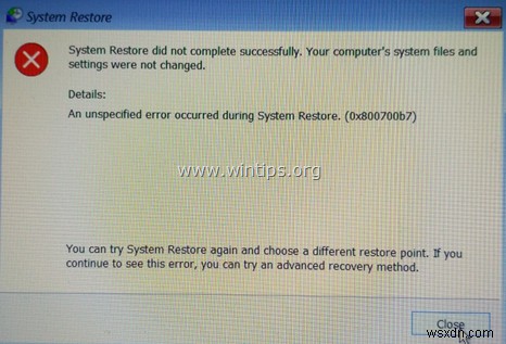 Windows 시스템 복원 오류 0x800700b7 완벽 해결 가이드