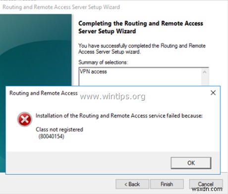 [해결됨] Windows Server 2016 라우팅 및 원격 액세스 설치 실패 오류 80040154  클래스가 등록되지 않았습니다  수정 방법