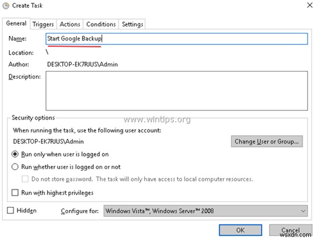 Windows 작업 스케줄러로 Google 백업 및 동기화 예약 설정하는 방법