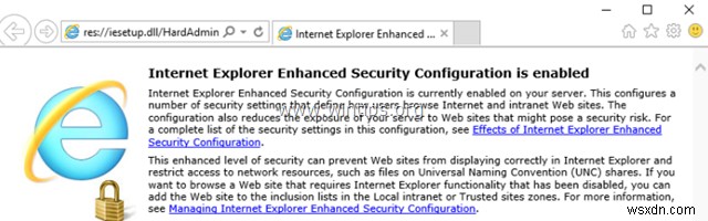 Windows Server 2016에서 Internet Explorer 보안 강화 구성(ESC) 비활성화하는 방법