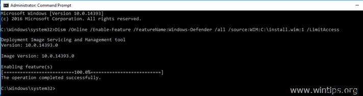 Windows Server 2016에서 Windows Defender 기능 설치 실패(0x800f081f) 오류 해결 방법
