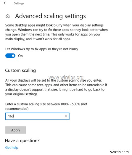 [해결] Windows 10 고DPI 4K 모니터에서 글꼴이 너무 작게 표시될 때