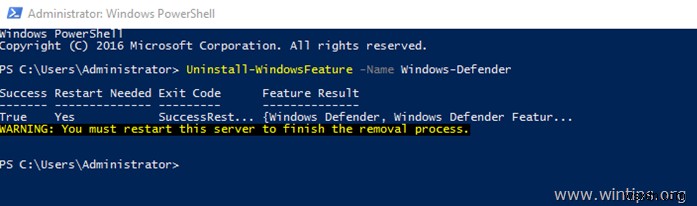 Windows Server 2016에서 Windows Defender 바이러스 백신 비활성화 및 제거하는 방법