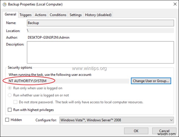 Windows 작업 스케줄러로 예약 작업을 백그라운드 또는 포그라운드에서 실행하는 방법