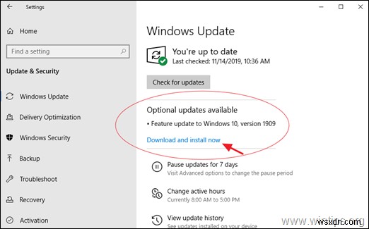 Windows 10 버전 1909(2019년 11월 업데이트) 다운로드 및 설치하는 방법