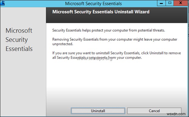 Windows Server 2012/2012R2에서 Microsoft Security Essentials 완전히 제거하는 방법 (오류 0x8004FF04 해결)