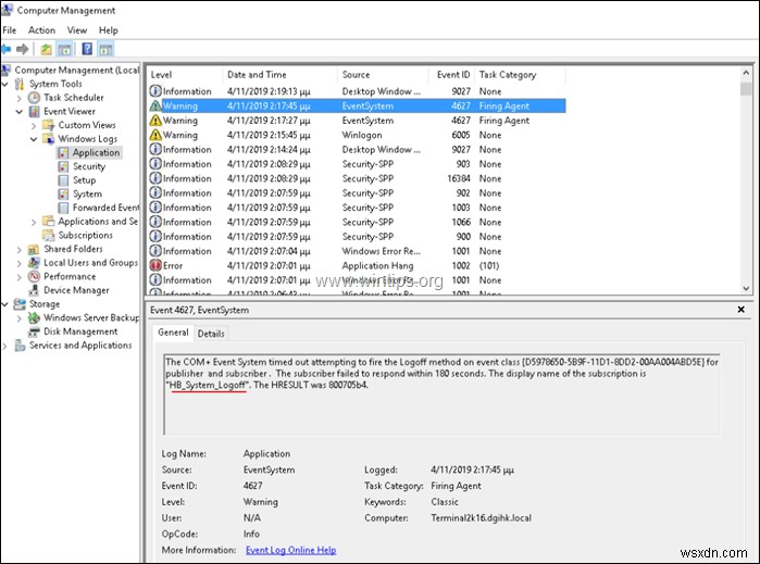 [해결 방법] Windows Server 2016/2019 RDS 로그오프 시  시스템 이벤트 알림 서비스 대기  멈춤 현상 수정하기