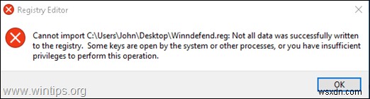 Windows에서 .REG 파일 가져오기 실패 모든 데이터가 레지스트리에 기록되지 않았습니다 오류 완벽 해결 가이드