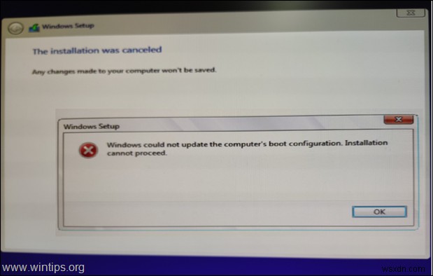Windows 10 설치 오류  컴퓨터의 부팅 구성을 업데이트할 수 없습니다  해결 방법