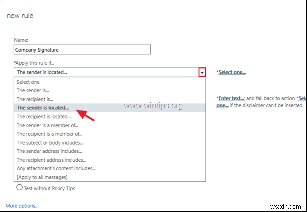 Office 365 Exchange Online에서 회사 전체 이메일 서명 설정하는 방법