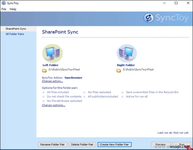 SyncToy로 로컬 파일 공유 폴더를 SharePoint Online과 동기화하는 방법