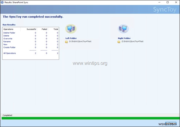 SyncToy로 로컬 파일 공유 폴더를 SharePoint Online과 동기화하는 방법